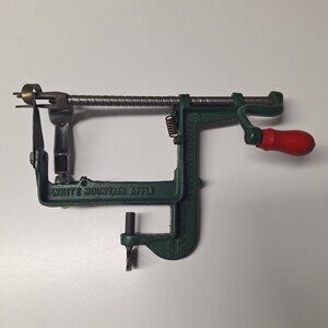 Cast Iron White Mountain Apple Peeler Corer Goodell Co USA Red Wooden Handle